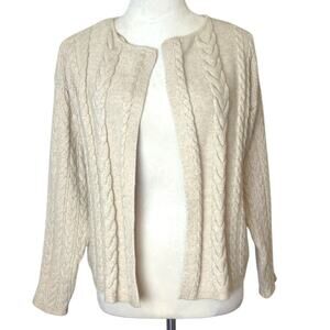 Cottagecore Cozy Minimalist Open Front Tight Braided Knit Cardigan Size M